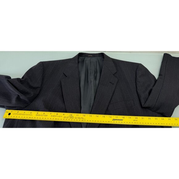 Hart Schaffner & Marx 2 Piece Suit 48R Blazer 42X26 Pants Chalk Pinstripe Gray - Picture 10 of 16